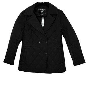 BCBGMaxAzria Women's Coat Black Quilted Double-Breasted Puffer